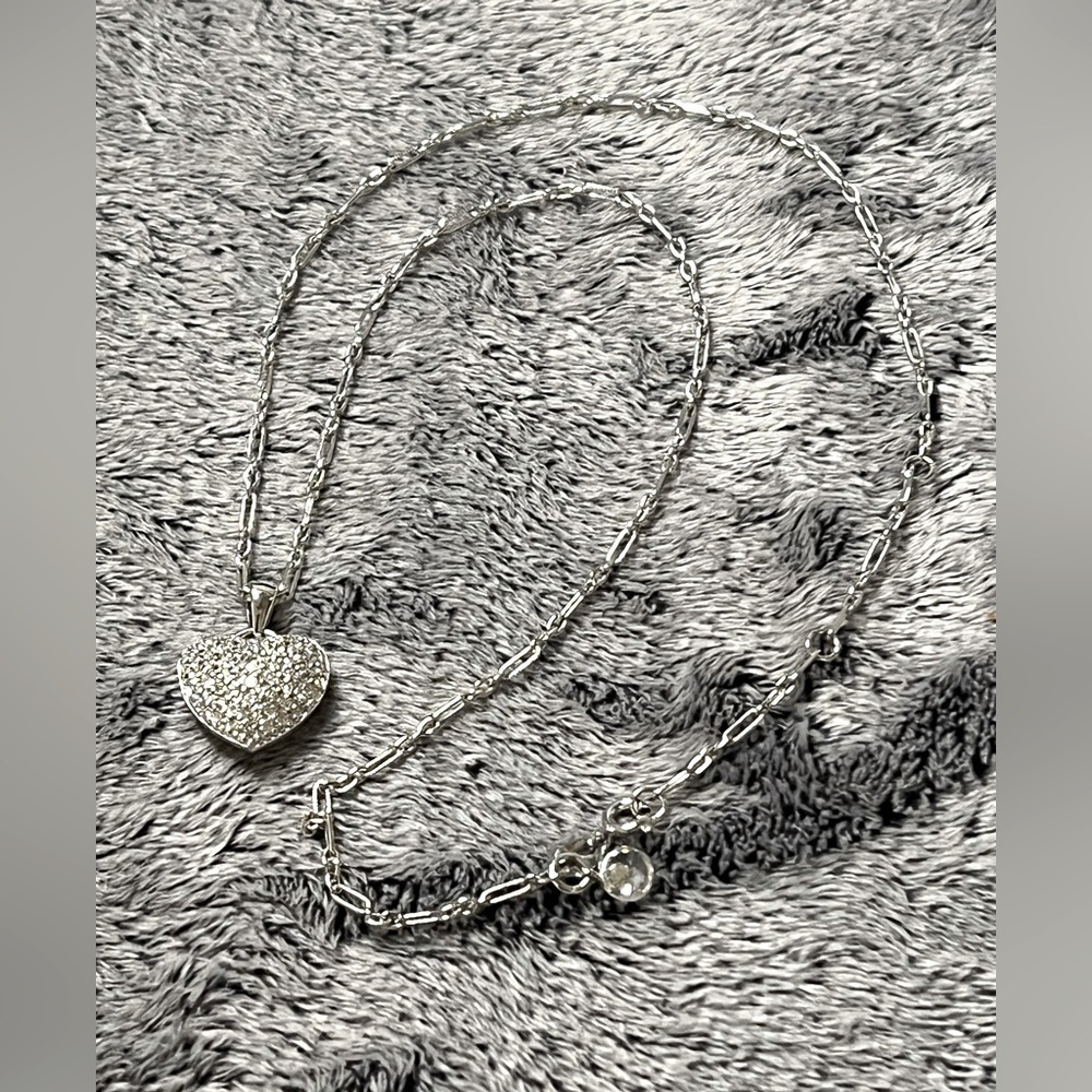JCM Jacmel Sterling Silver Pave Cubic Zirconia Heart Pendant Necklace